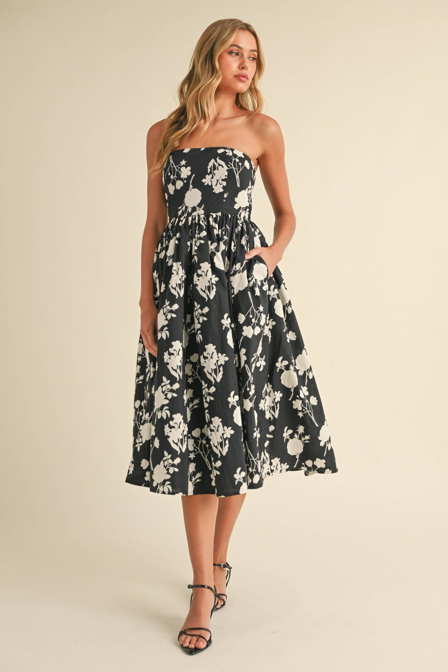Strapless Floral Dress