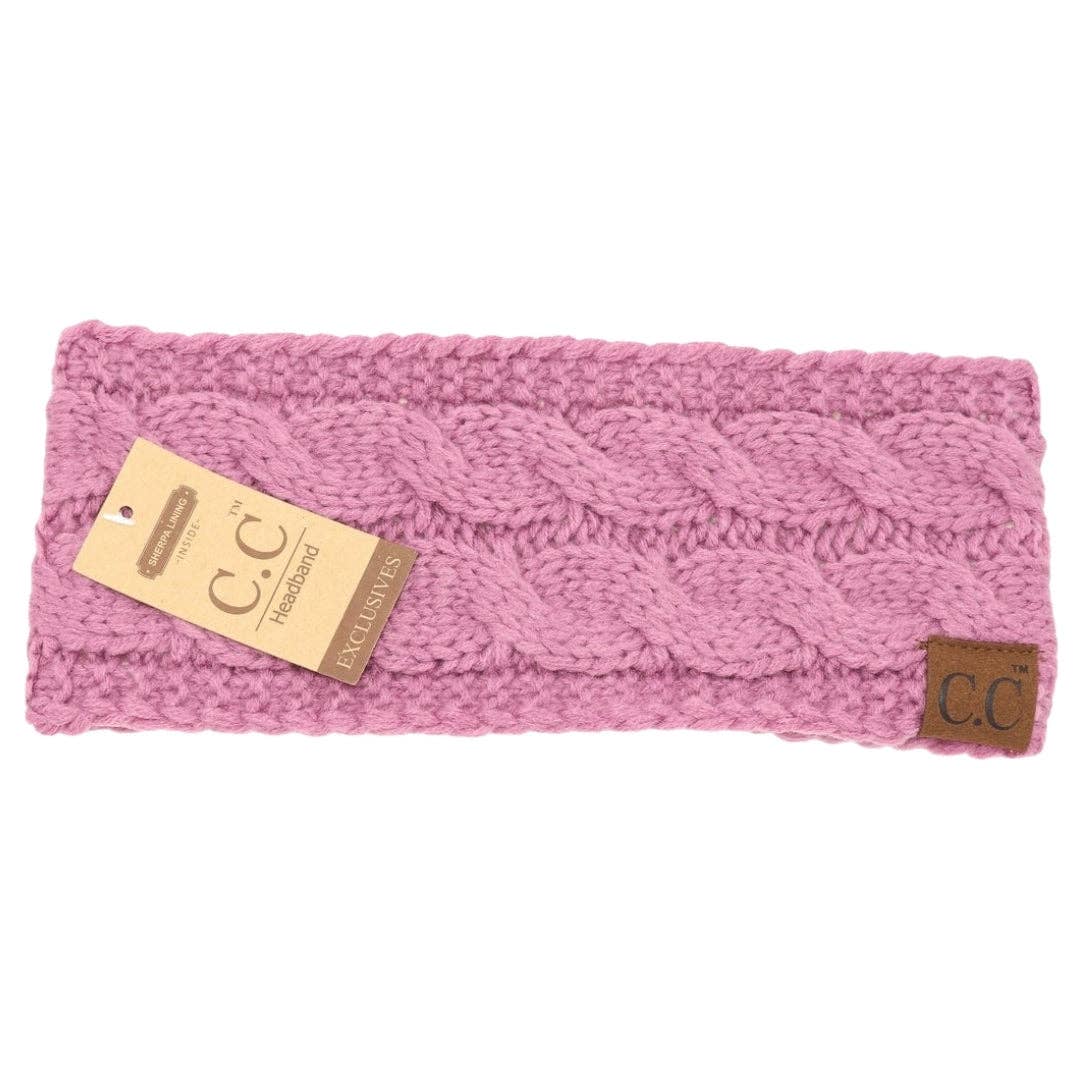 CC Beanie Solid Cable Knit Head Wrap