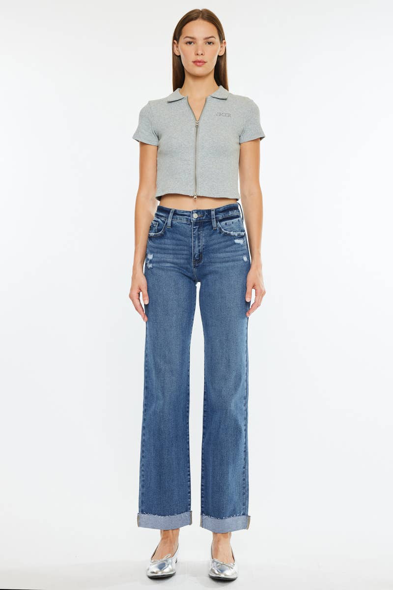 High Rise True Straight Jean Dark Wash