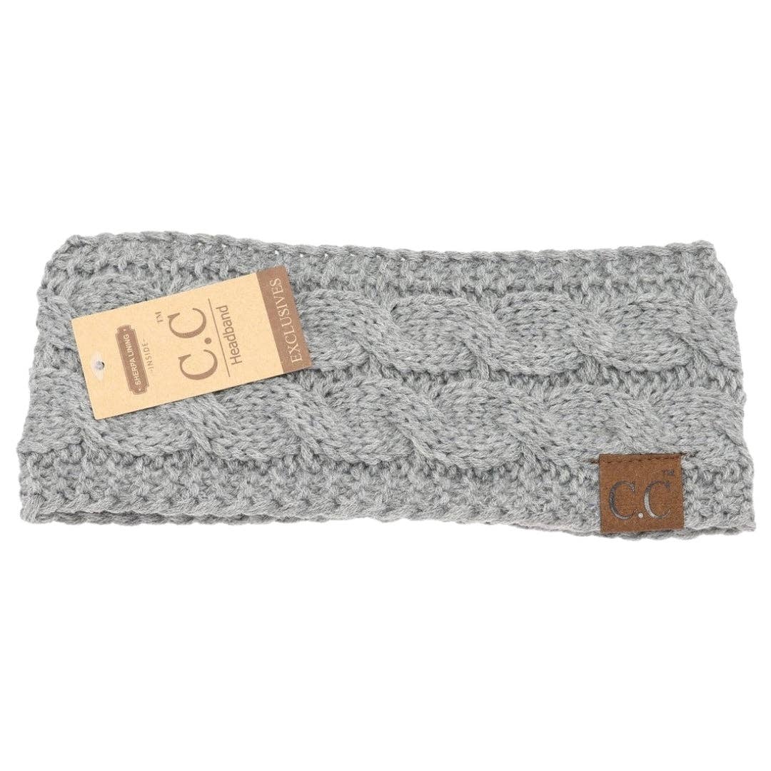 CC Beanie Solid Cable Knit Head Wrap