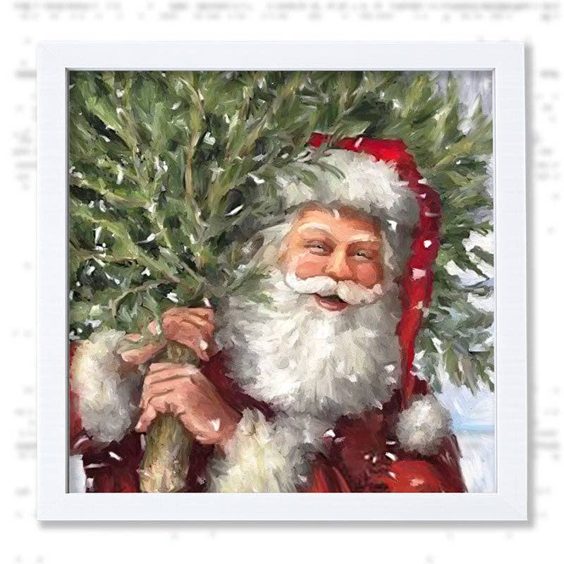 Classic Santa carrying tree