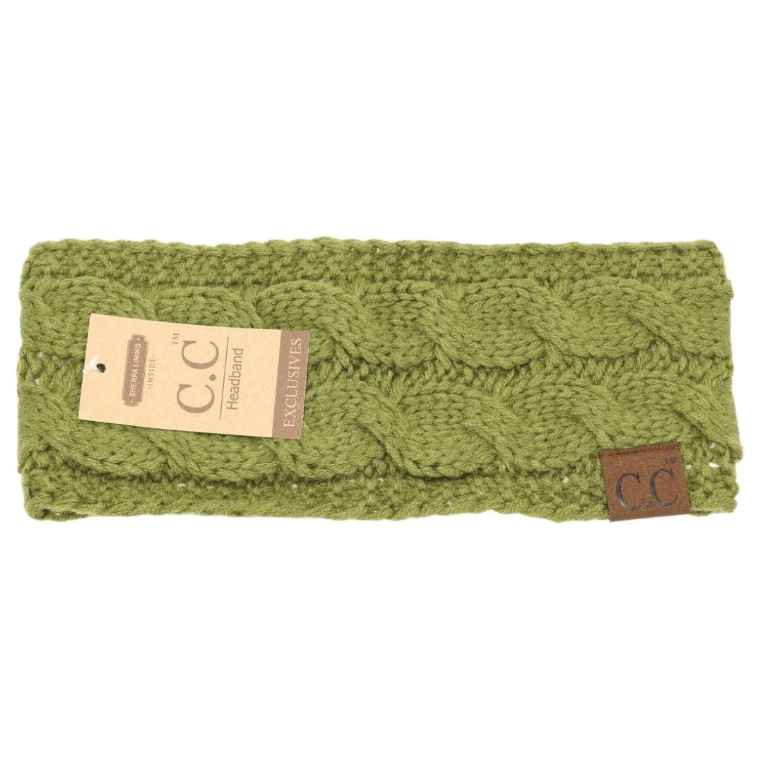 CC Beanie Solid Cable Knit Head Wrap