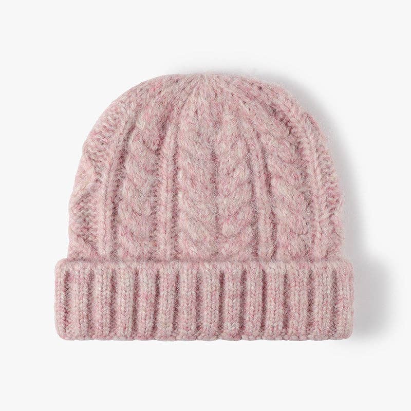Solid Color Knit Hat Jacquard Padded Beanie