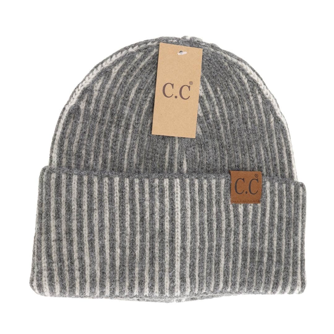 CC Beanie Contrasting Sriped Cuff