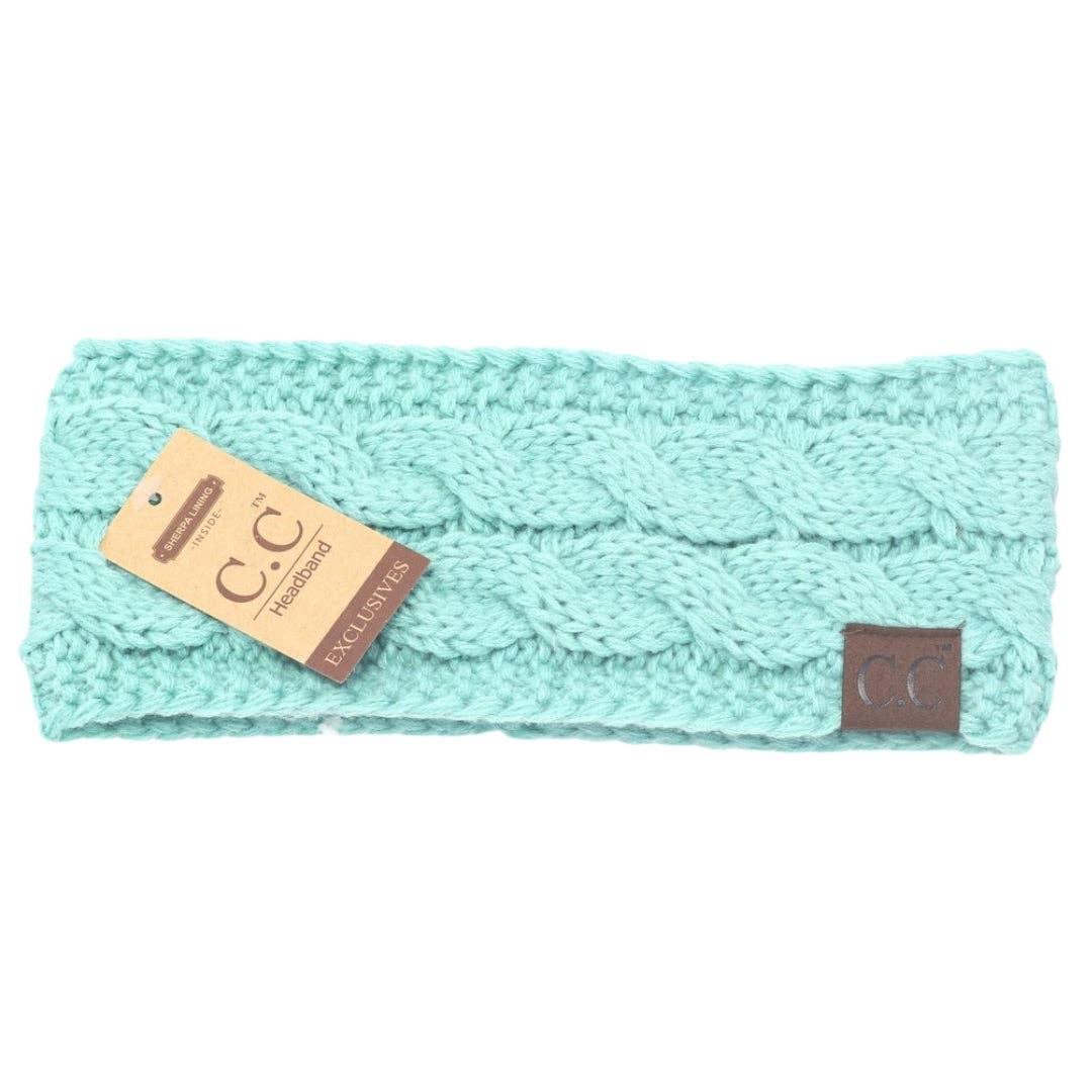 CC Beanie Solid Cable Knit Head Wrap