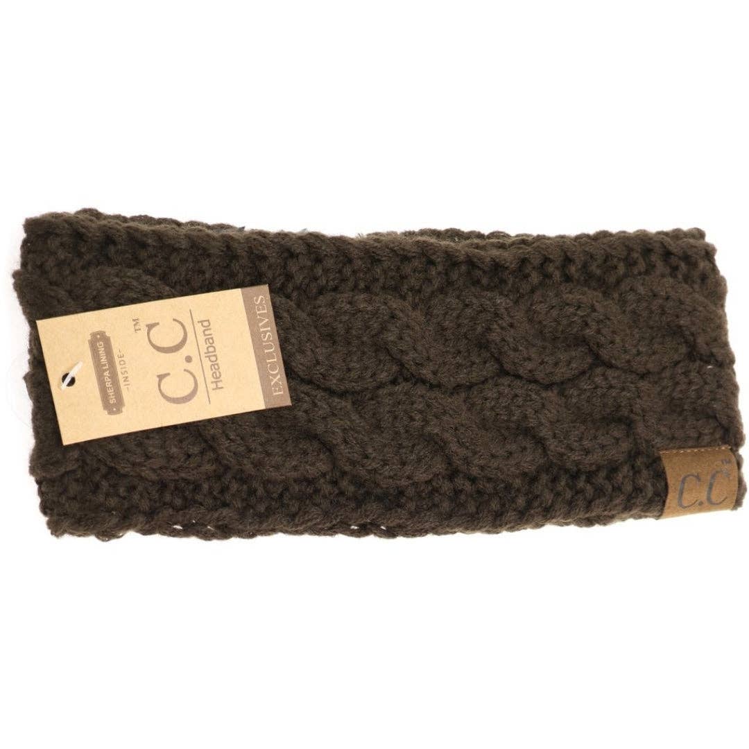 CC Beanie Solid Cable Knit Head Wrap