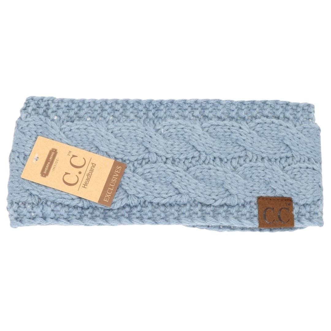 CC Beanie Solid Cable Knit Head Wrap