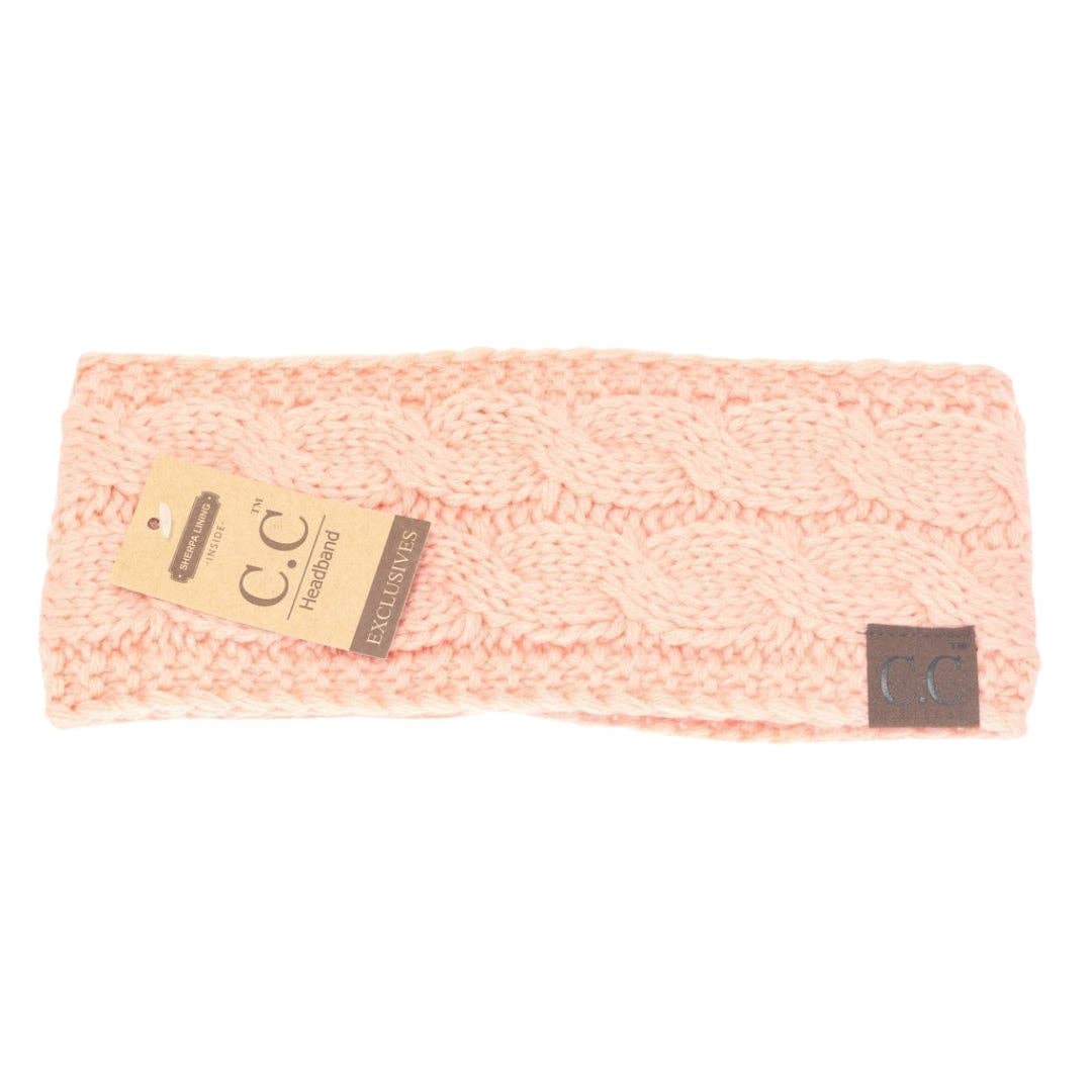 CC Beanie Solid Cable Knit Head Wrap