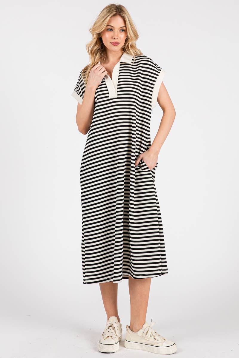 Striped Relaxed Fit Midi Dress