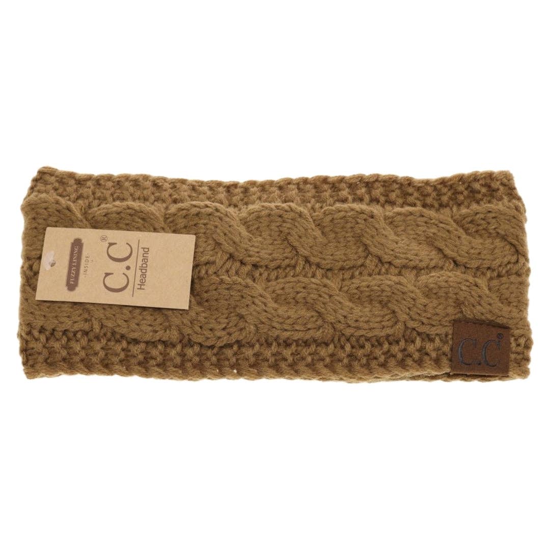 CC Beanie Solid Cable Knit Head Wrap