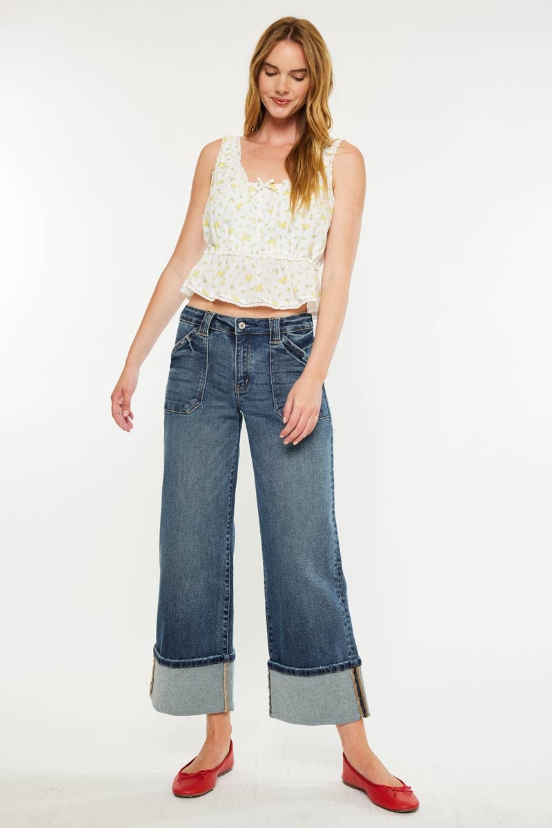 Mid Rise Wide Leg Jeans