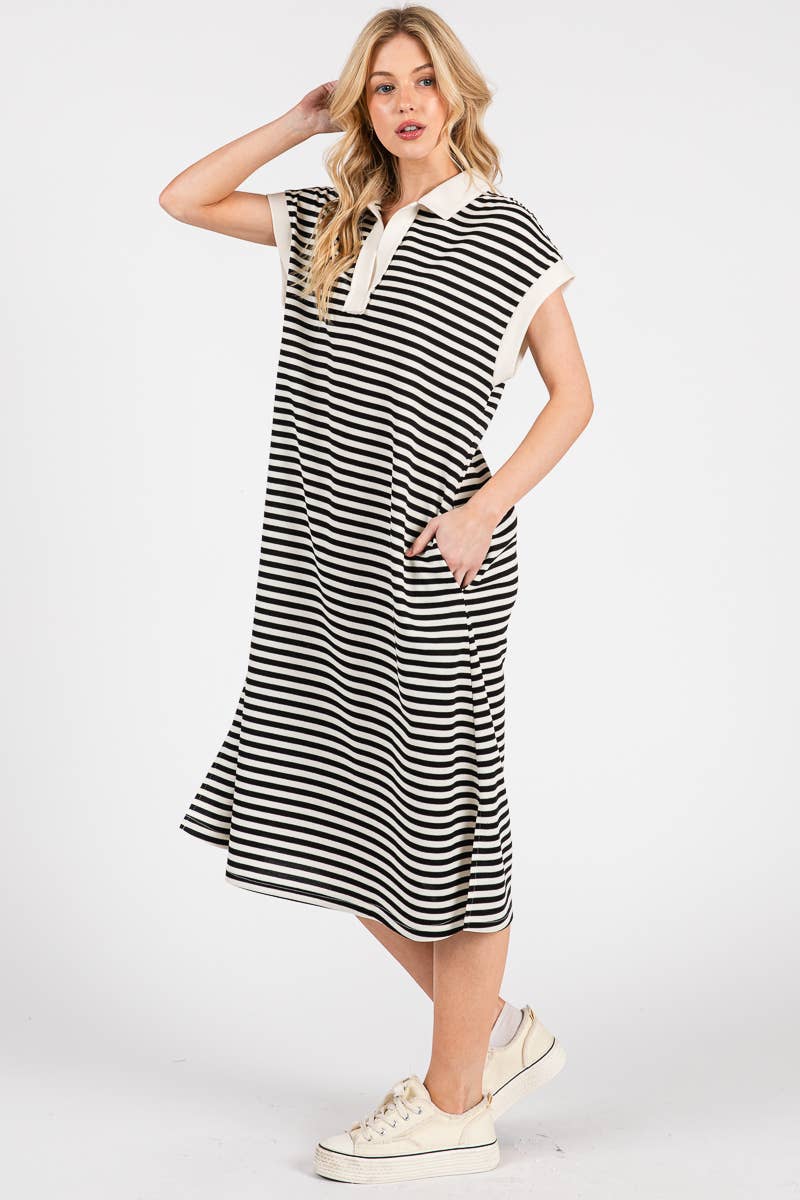 Striped Relaxed Fit Midi Dress