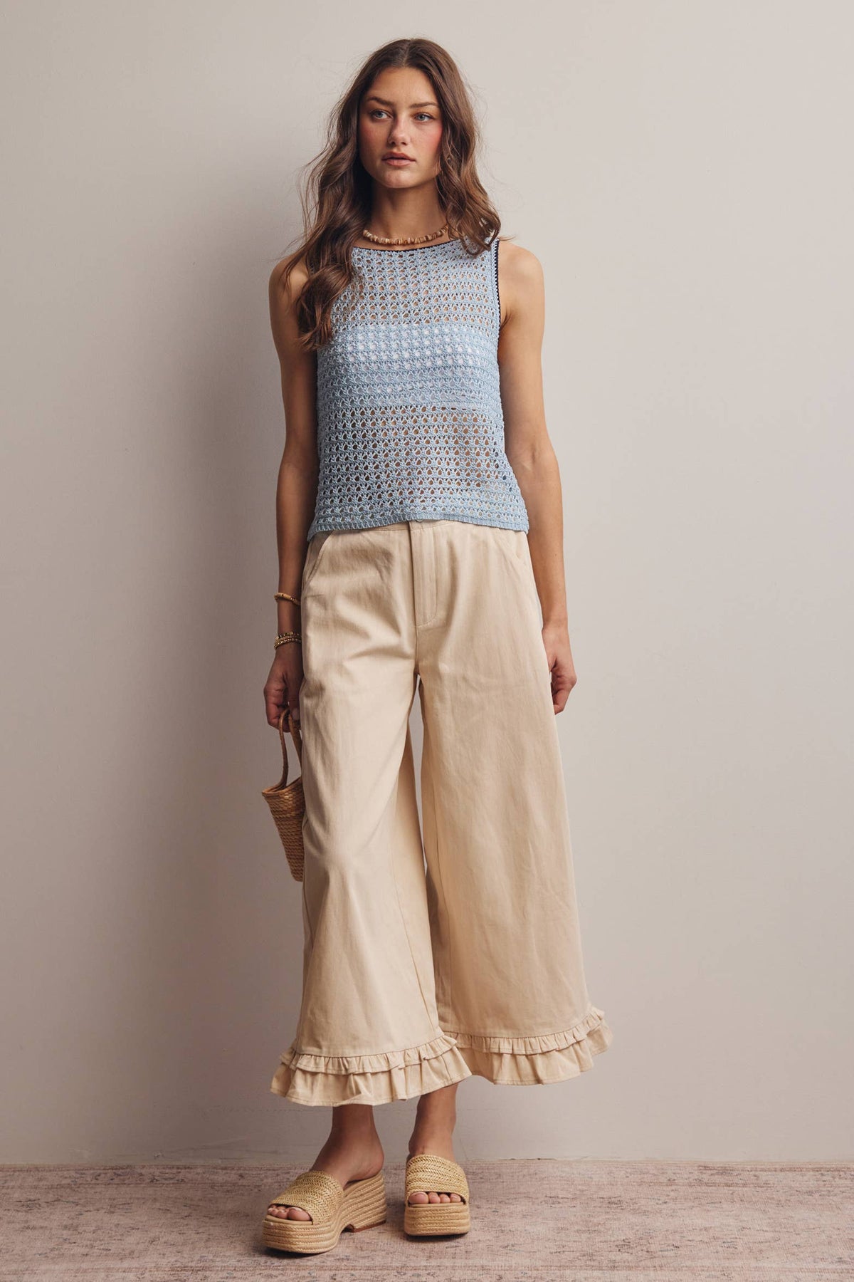 Sleeveless Crochet Knit Top
