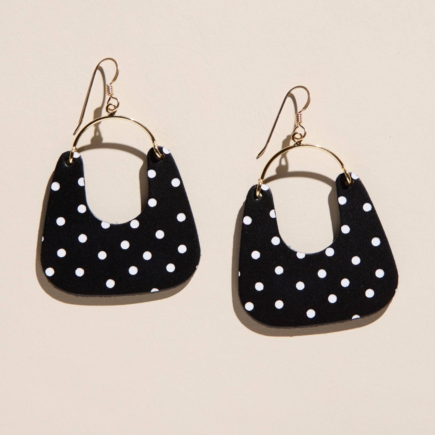 Nickel & Suede Black Polka Dot Noras