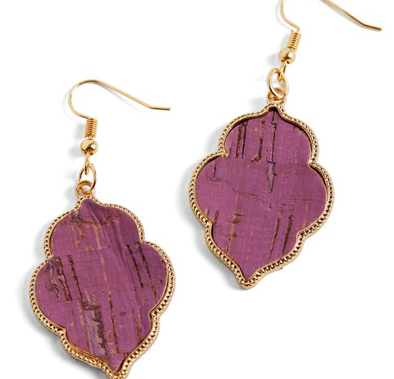 Whispers Cork Crest Earring - Magenta - Magenta