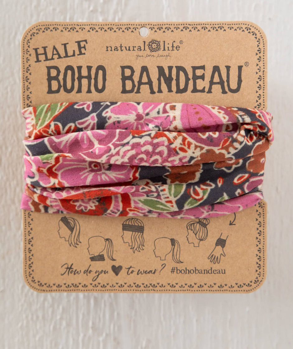 Natural Life Half Bandeau - Black Sketched Paisley