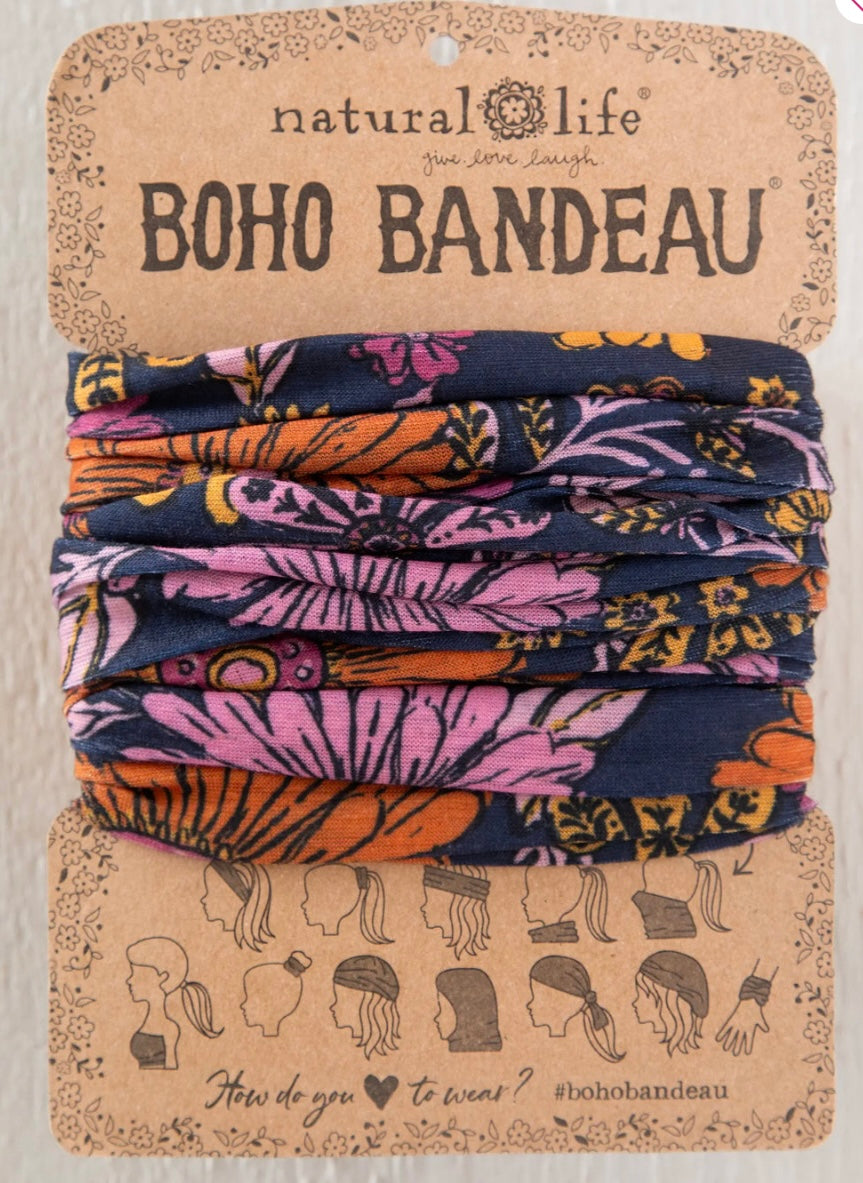 Natural Life Boho Bandeau- Navy Whimsical Daisies