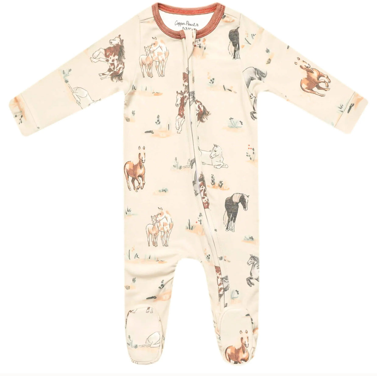 Copper Pearl Zip Up Footie 0-3 months