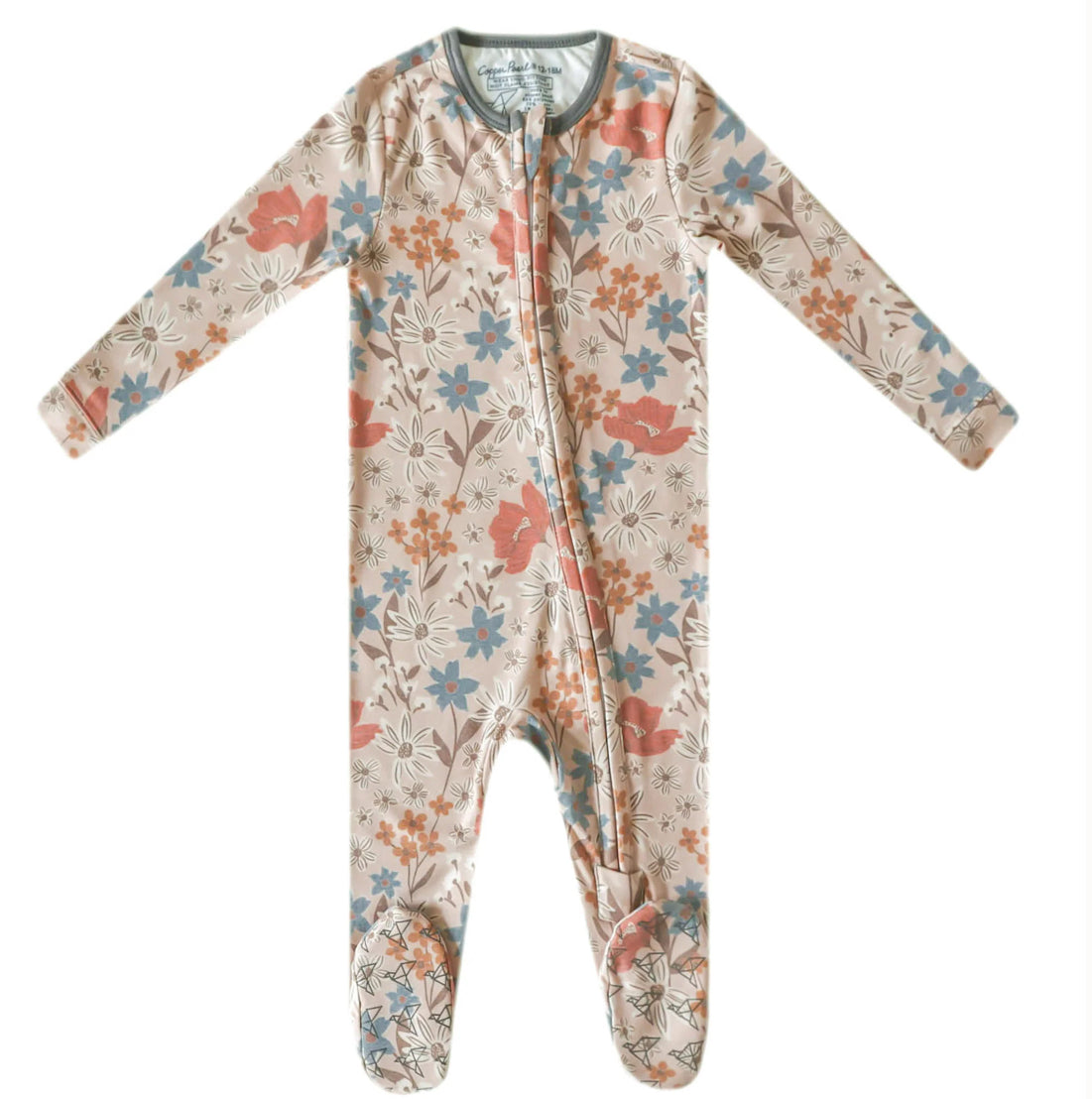 Copper Pearl Zip Up Footie 0-3 months