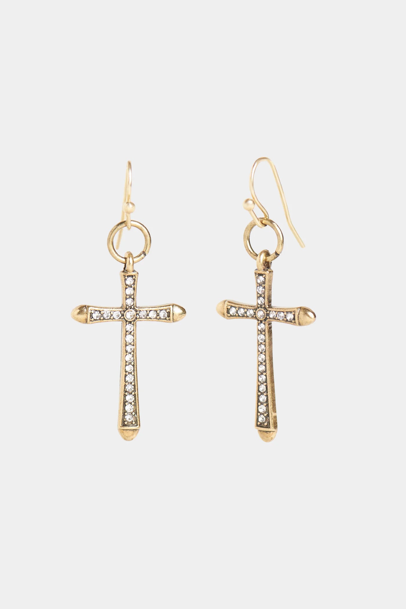 Whispers Dangle Cross with Stones Earring