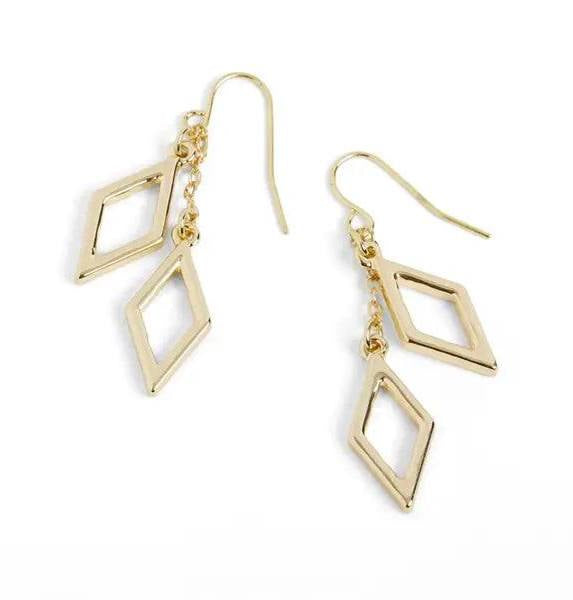 Whispers Double Diamond Chain Drop Earrings