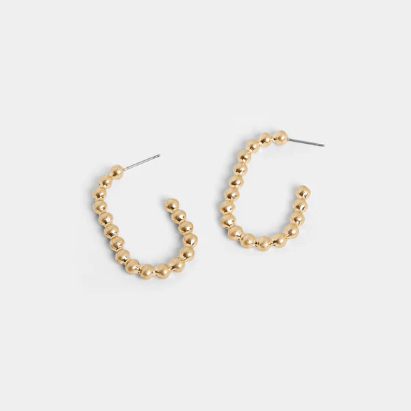 Whispers Metal Beaded Open Oval Earrings