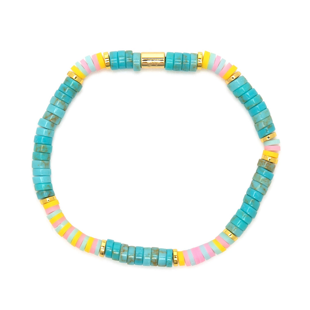 Pura Vida Turkis Vinyl Disc Stretch Bracelet