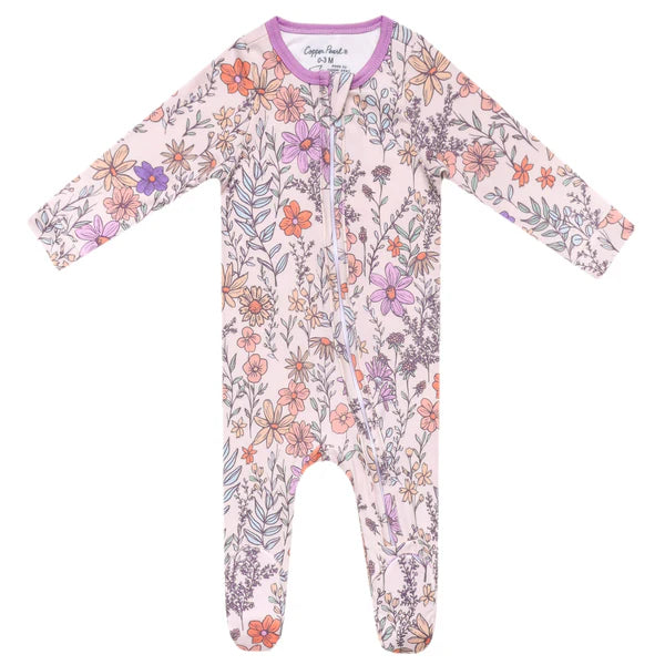 Copper Pearl Zip Up Footie 0-3 months