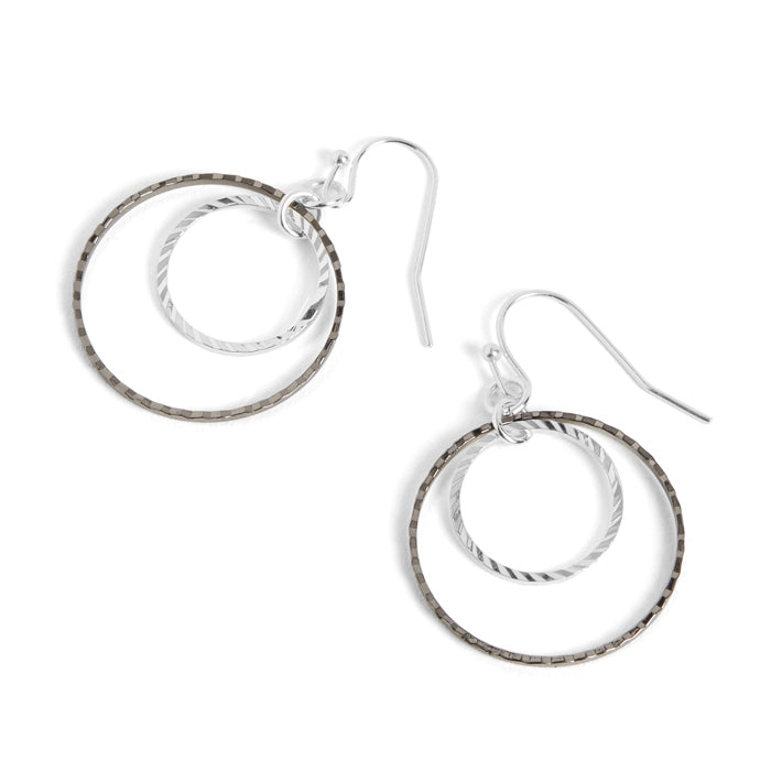 Whispers Hammered Double Hoop- Silver
