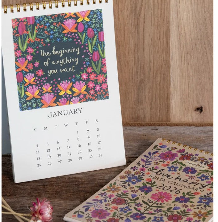 Natural Life 2026 Desk Calendar - Live Happy