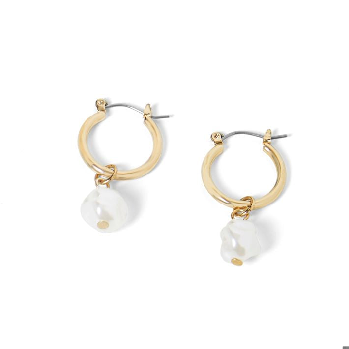Whispers Small Hoop with Pearl Dangle