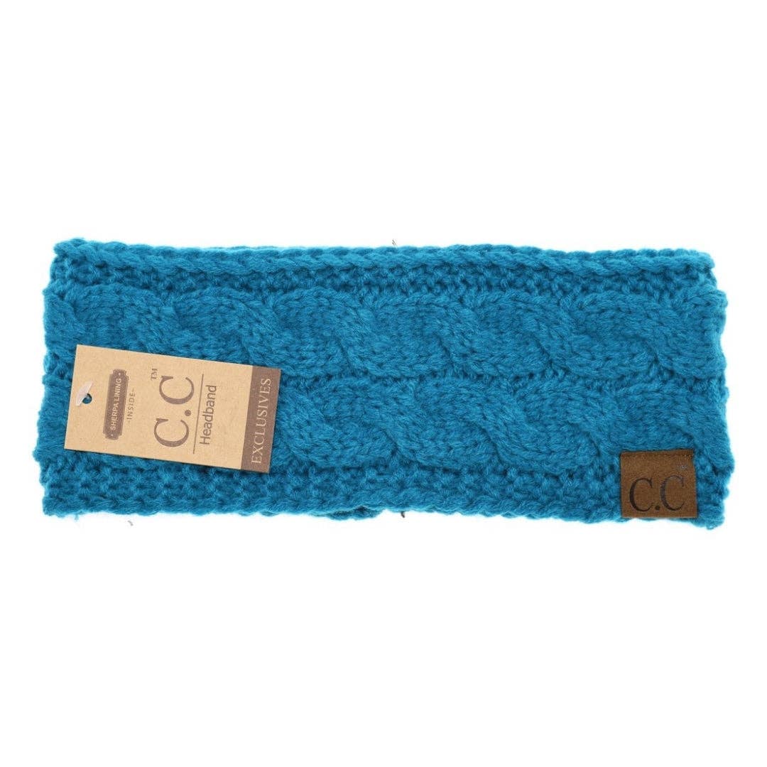 CC Beanie Solid Cable Knit Head Wrap