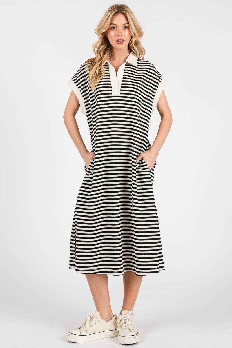 Striped Relaxed Fit Midi Dress