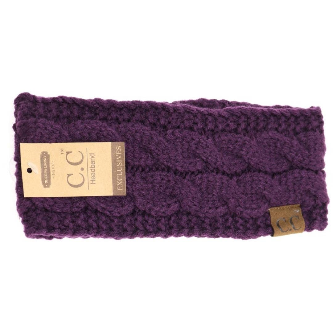 CC Beanie Solid Cable Knit Head Wrap