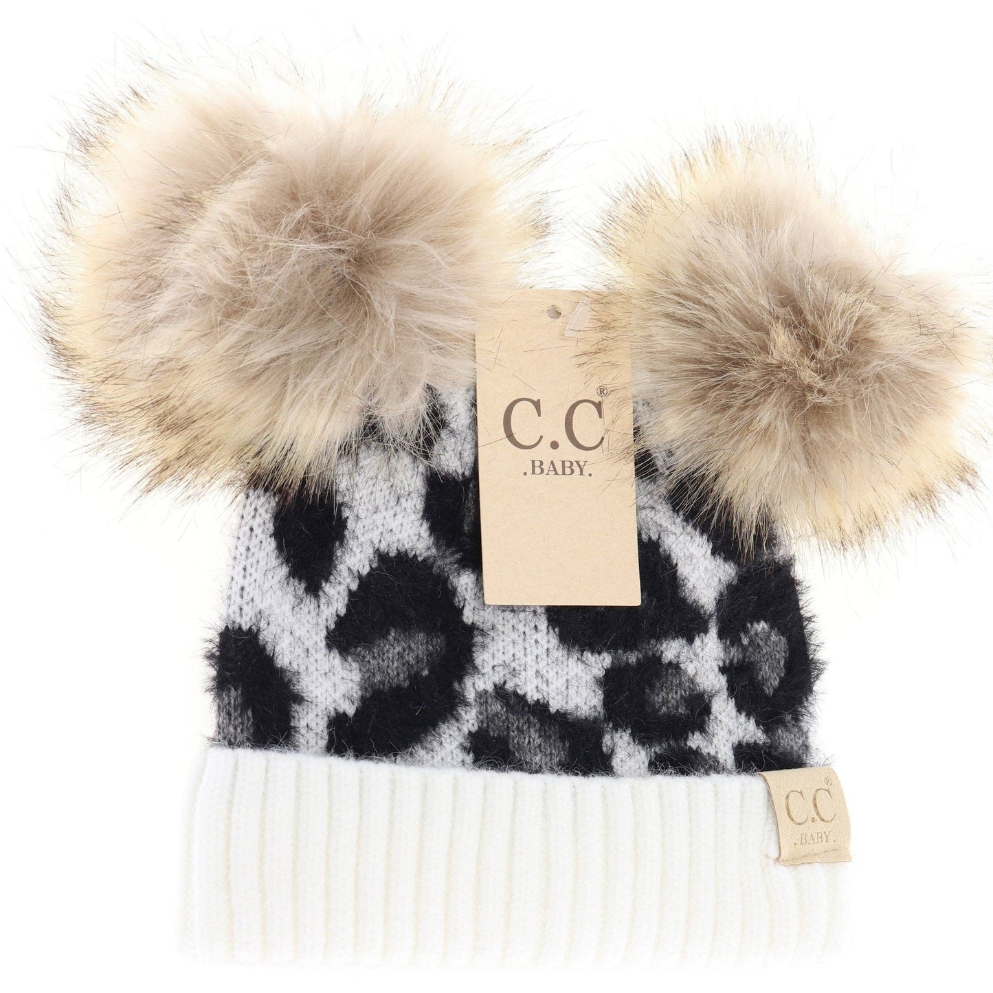 C.C Beanie BABY Leopard Double Pom Hat