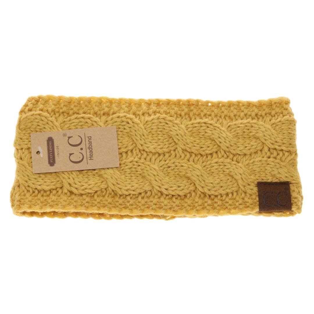 CC Beanie Solid Cable Knit Head Wrap