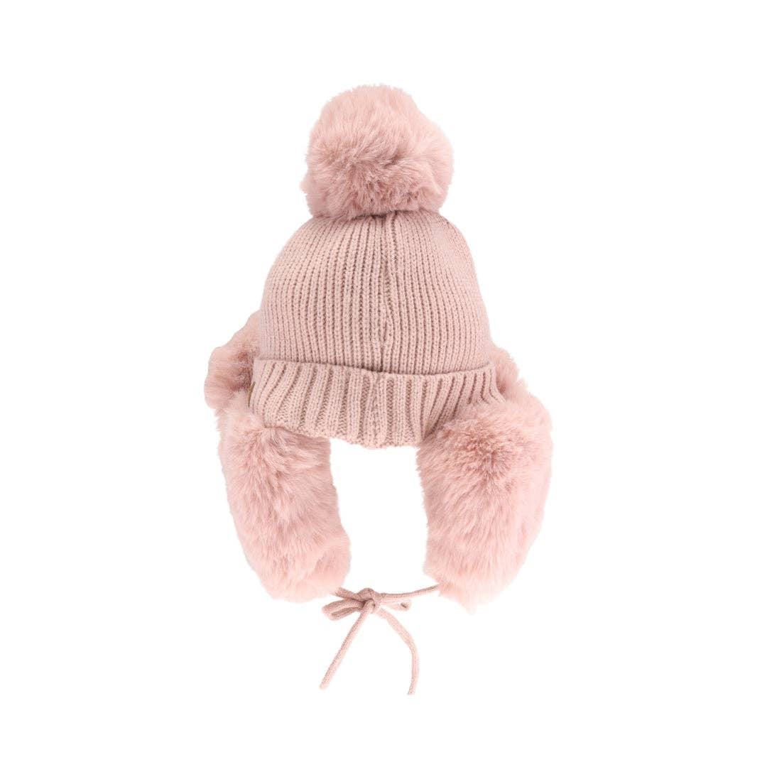 CC Beanie Thick Knitted Trapper Pom