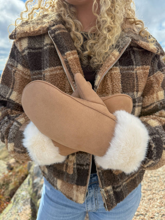 CC Beanie Suede C.C Mitten with Faux Fur Cuff
