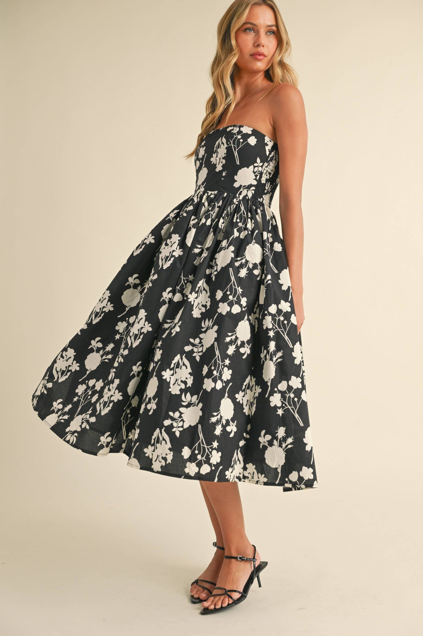 Strapless Floral Dress