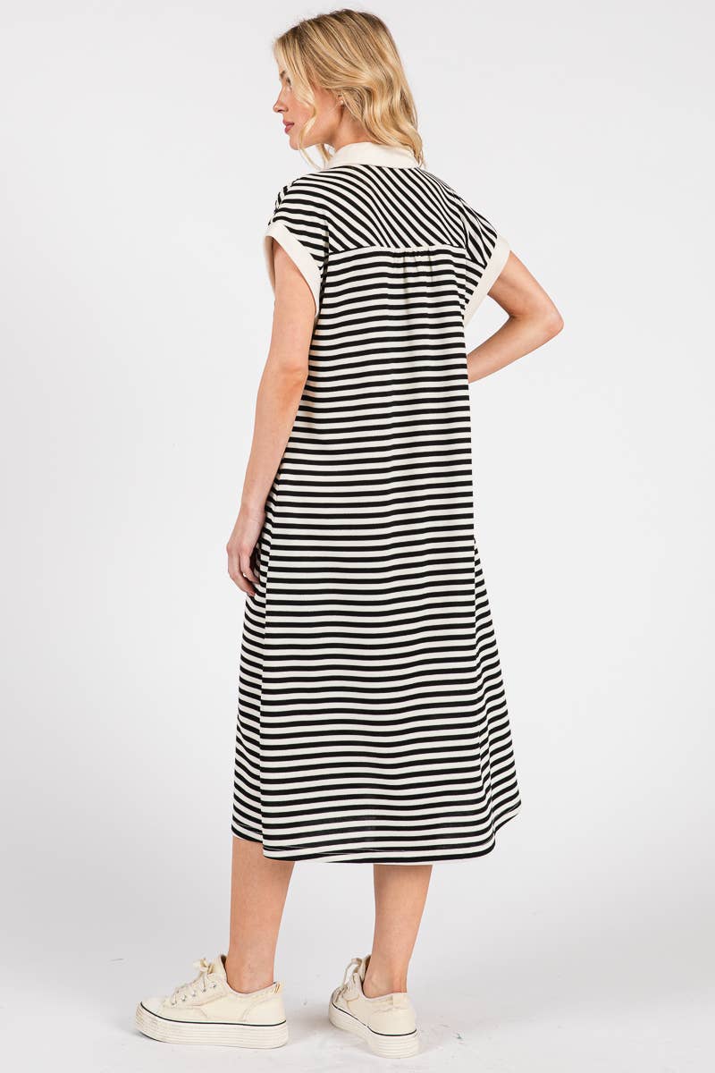 Striped Relaxed Fit Midi Dress