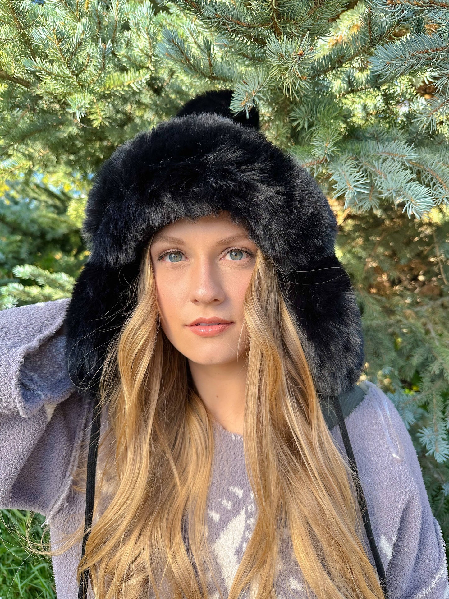 CC Beanie Thick Knitted Trapper Pom
