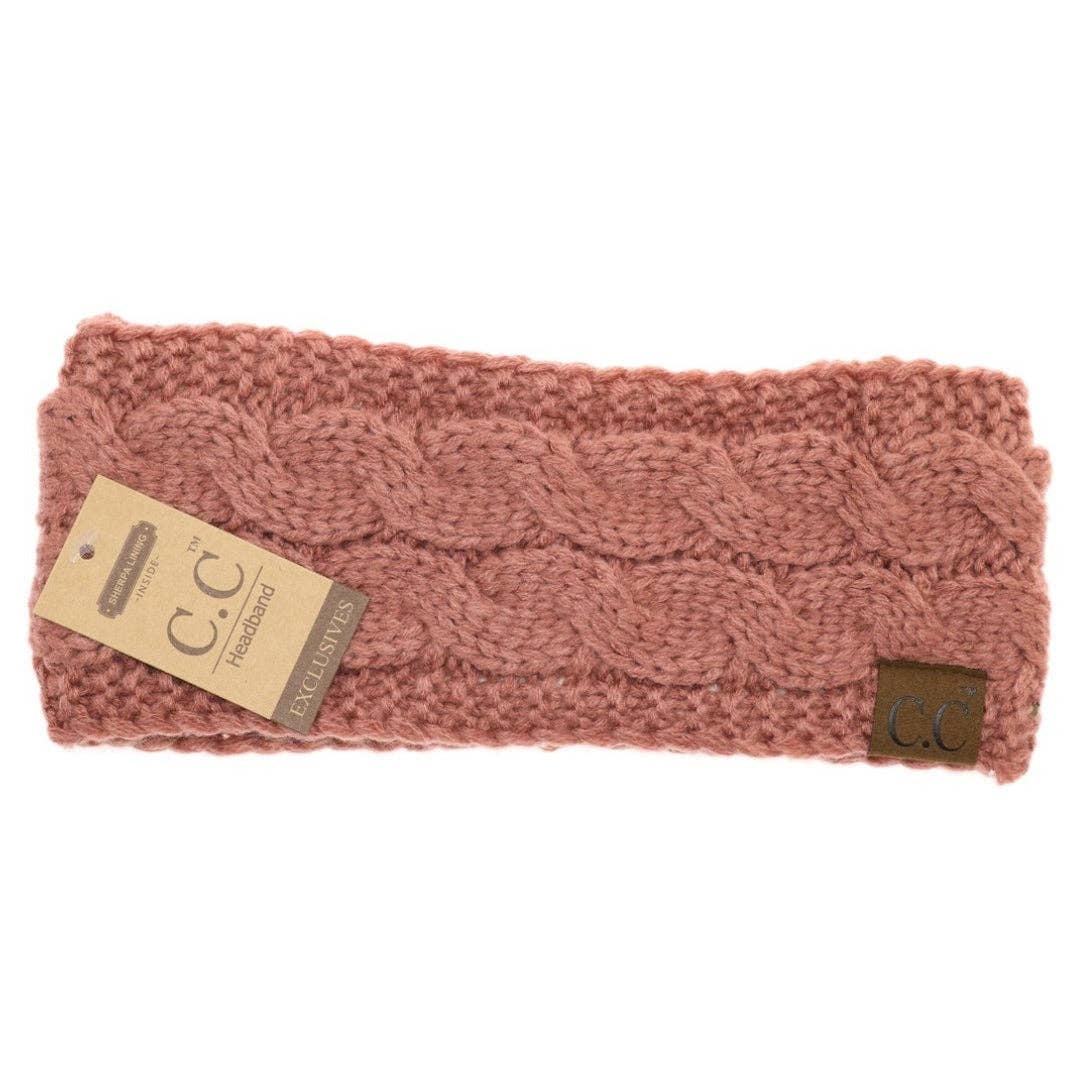 CC Beanie Solid Cable Knit Head Wrap