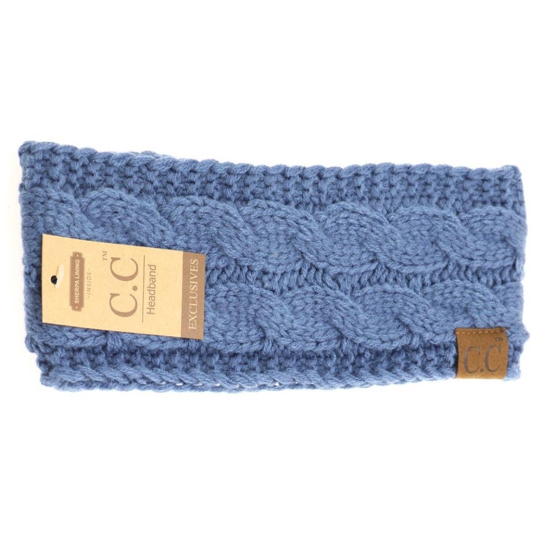 CC Beanie Solid Cable Knit Head Wrap