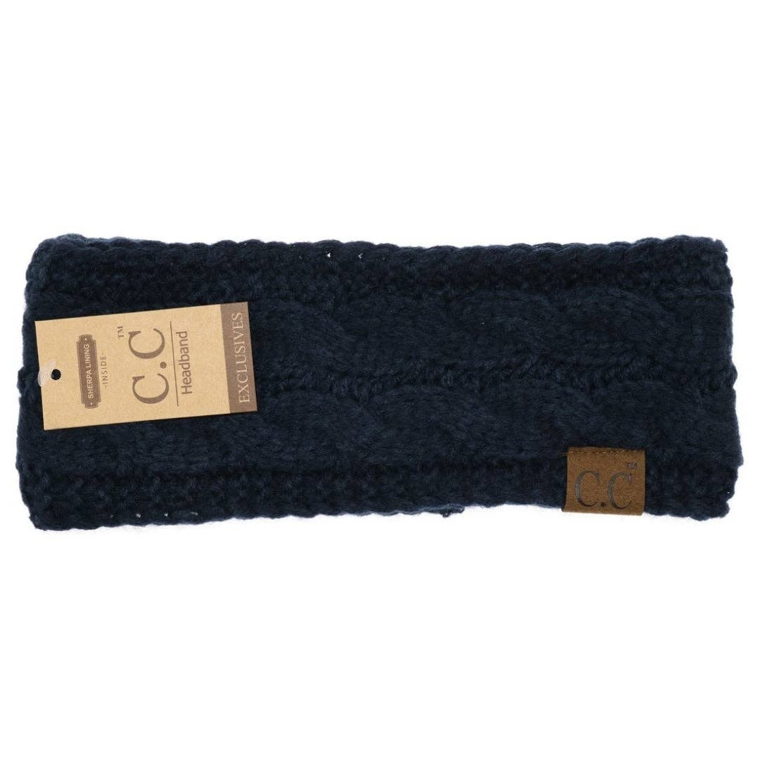 CC Beanie Solid Cable Knit Head Wrap