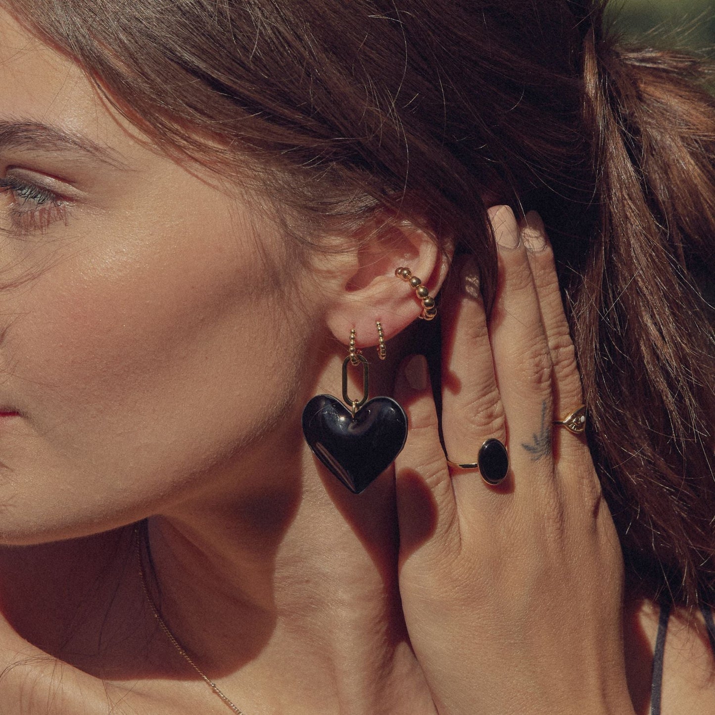 Black Oval Stone Ring