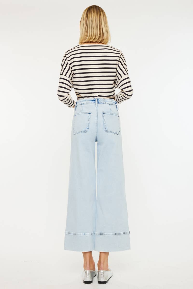 Kan Can Crater High Rise Crop Wide Leg Jeans