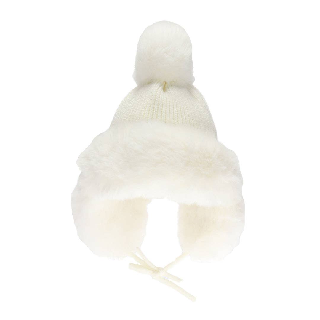 CC Beanie Thick Knitted Trapper Pom