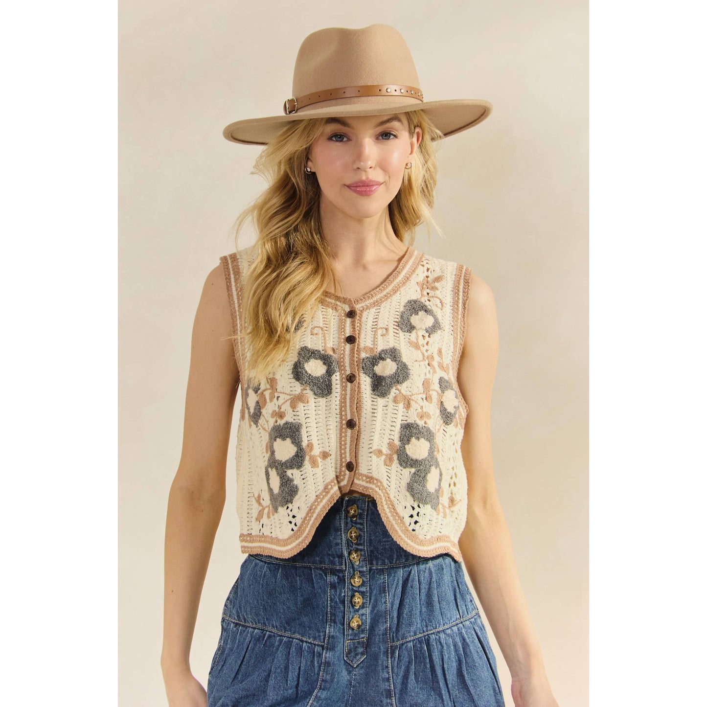 Floral Crochet Vest