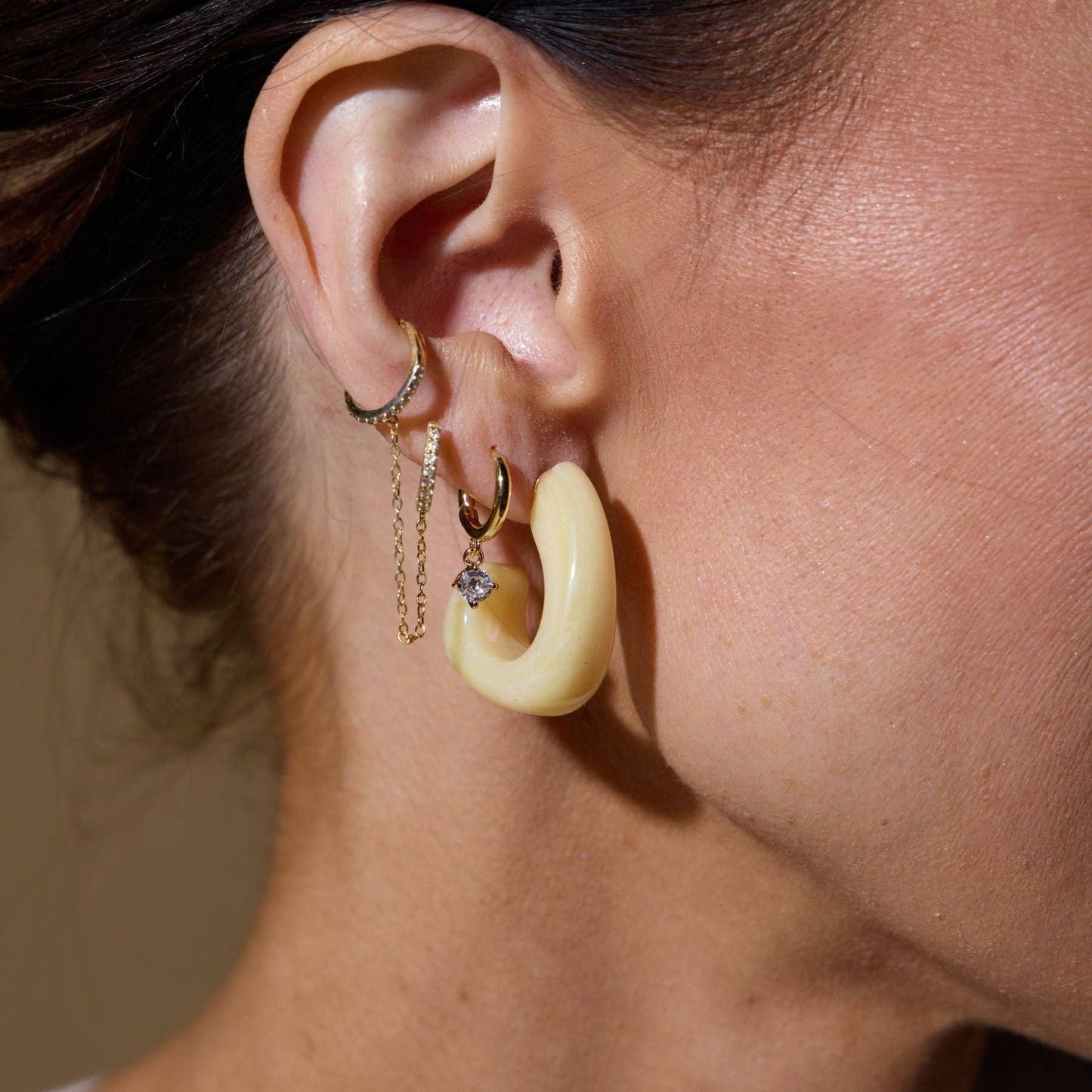 Nickel & Suede Buttercup Alba Acrylic Hoops