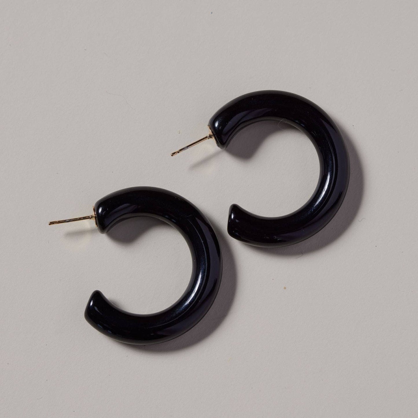 Nickel & Suede Black Allegra Acrylic Hoops